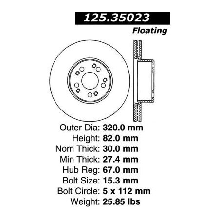 Centric Premium High Carbon Alloy Brake Rotor, Parts 125.35023